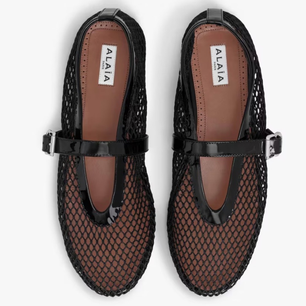 Alaia Mesh Ballet Women's black flats size 36 like new worn once